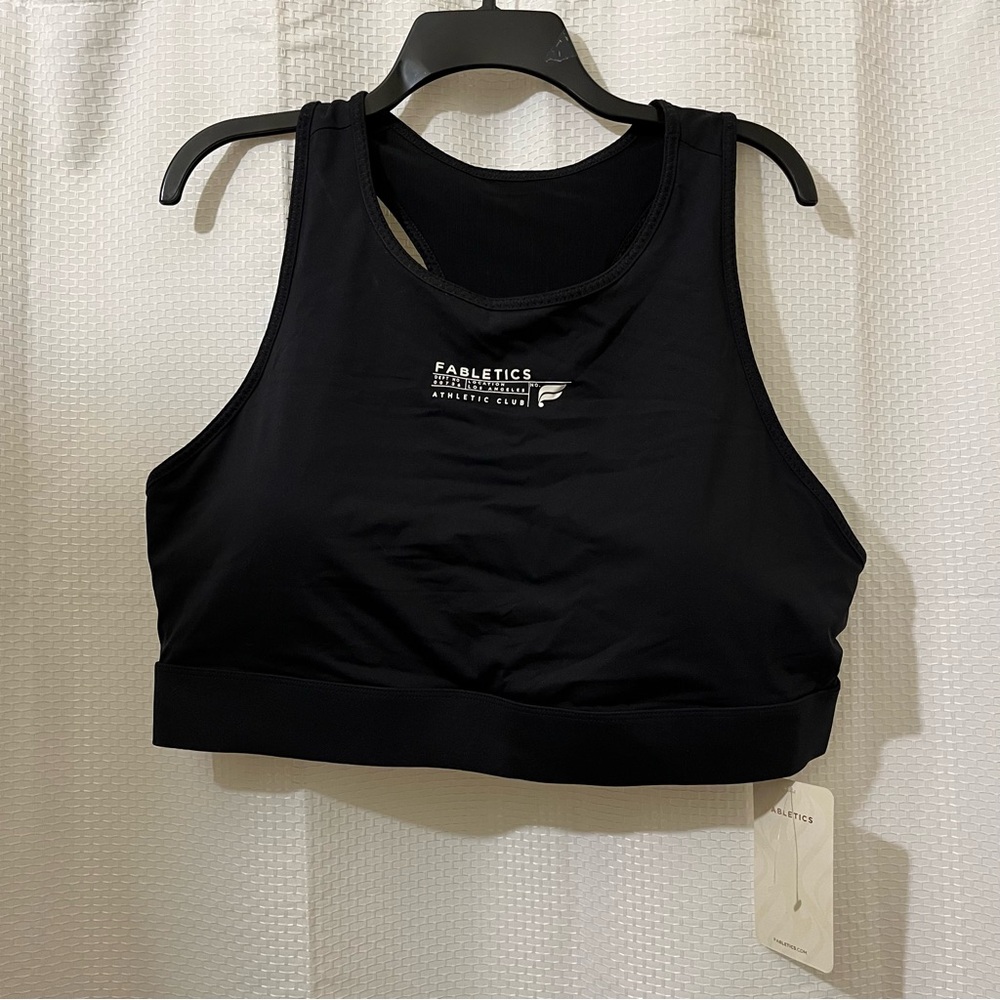 NEW Fabletics Sports Bra Wireless Active Workout Athletic Dept Graphic Black 3X